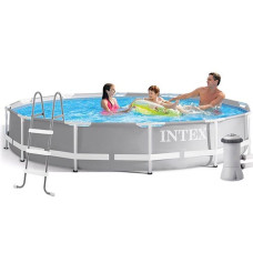 Каркасный бассейн  с лестницей Intex 366x76 см, с насосом подстилкой и тентом (IP-172904)