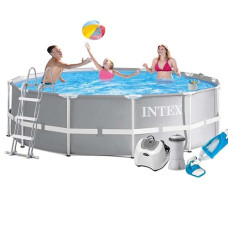 Каркасный бассейн с набором для ухода Intex 366x99 см, с лестницей, фильтр, тент, подстилка (IP-173413)