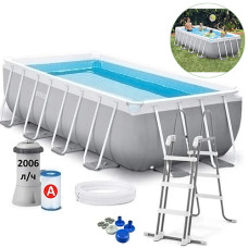 Каркасный бассейн с лестницей и фильтром Intex, Prism Frame 400х200 см, 6836 л (26788-INT)