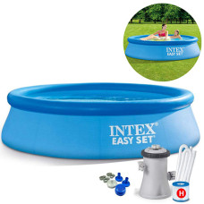 Бассейн надувной круглый Intex 28108 с фильтром и картриджом, 244x61 см, 1942 л (28108-RT)