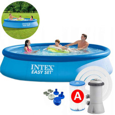 Бассейн надувной круглый Intex 28142 с фильтром и картриджом, 366х84 см, 7290 л (28142-RT)