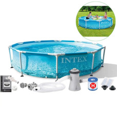 Каркасный бассейн с фильтром Intex, Metal Frame 305х76 см, 4485 л, морской принт (28208-INT)