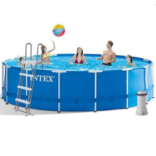 Каркасный бассейн с лестницей Intex 457x122 см, с насосом, тентом и подстилкой (IP-174629)