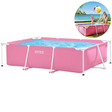 Розовый каркасный бассейн Intex для детей, Metal Frame 220х150 см (28266-INT)