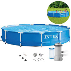 Каркасный бассейн круглый Intex с насосом, 366x76 см, 6503 л (IP-175226)