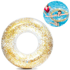 Надувной круг прозрачный с блестками Intex, 107 см, Золотистый  (56274-gold-INT)