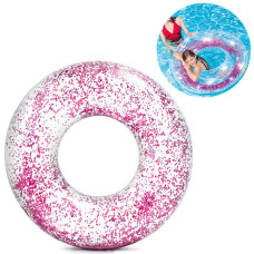 Надувной круг прозрачный с блестками Intex, 107 см, Розовый (56274-pink-INT)