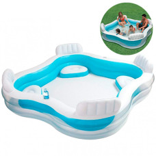 Детский надувной бассейн Intex с сиденьем, 229x229x66 см, 892 л (56475-INT)