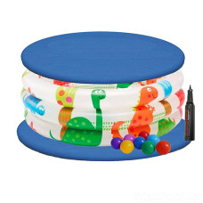 Надувной бассейн для детей от 1 года Intex 61х22 см с тентом, шариками, подстилкой и насосом (IP-173777)