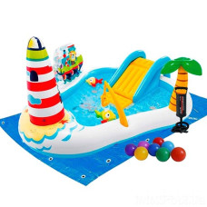 Детский бассейн с горкой Intex 57162-2 с фонтаном, шариками и подстилкой 218x188x99 см (IP-173009)