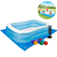 Бассейн детский надувной Intex с шариками подстилкой и насосом, Семейный, 203х152 см (IP-175840)