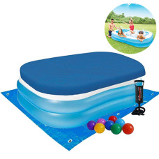 Бассейн детский надувной Intex с тентом, шариками, подстилкой и насосом, Сімейний (IP-175841)