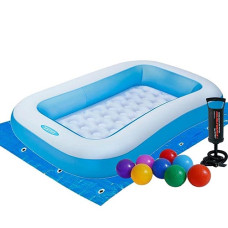 Детский надувной бассейн с шариками Intex 166х100х28 см, подстилка, насос, 90 л (IP-172984)
