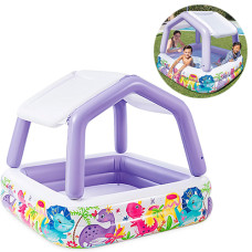 Детский надувной бассейн с навесом Intex, Океан 157х122 см, 295 л (57470-violet-INT)