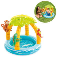 Детский надувной бассейн с навесом Intex, Тропический остров, 102х86 см, 45 л (58417-INT)