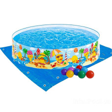 Каркасный бассейн для детей Intex 122х25 см, с шариками и подстилкой Утинный риф (IP-173330)