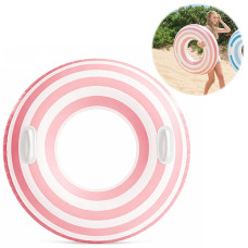 Надувной круг с ручками Intex, Полосатые мечты, 91 см (59256 Pink-White-RT)