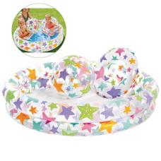 Надувной бассейн для детей Intex с кругом и мячом, Морские Звезды 122х25 см, 134 л (59460-INT)