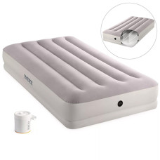 Высокий надувной матрас Intex с насосом, односпальный 99х191x30 см (64177-INT)