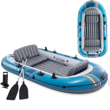 Надувная лодка с веслами Intex, Excursion 4 Set, насос в комплекте (IP-175722)
