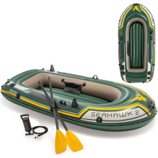 Надувная лодка с веслами Intex 236х114 см, с насосом, Seahawk 2 Set, Зеленый (IP-171372)