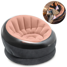 Надувное кресло ракушка Intex с флоковым покрытием, 112x109x69 см (68582-coral-INT)