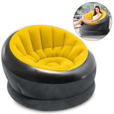 Надувное кресло ракушка Intex с флоковым покрытием, 112x109x69 см (68582-yellow-INT)