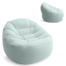 Надувное кресло с флоком Intex 68590 Серо-зеленый, 112х104х74 см (IP-173081)