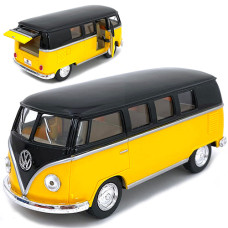 Коллекционный автобус Kinsmart KT5376W, Volkswagen T2 BUS, инерционный (KT5376W Yellow-RT)