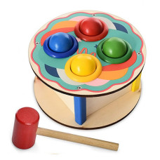 Деревянная игрушка стучалка с молотком Limo Toy MD 1682D, Кружок, 15 см (MD 1682D-RT)