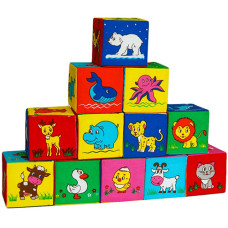 Мягкие кубики для малышей Macik MC 090601-13 C Животные, 12 штук (MC 090601-13-RT)