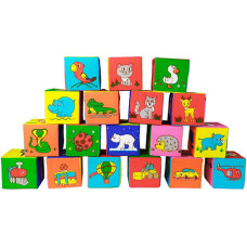 Мягкие кубики для малышей Macik MC 090601-16 C Животные и транспорт, 18 штук (MC 090601-16-RT)