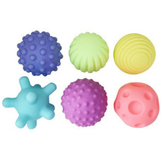 Тактильные мячики пищалки Mega Zayka MGZ-0926 K, резиновые, в наборе 6 шт. (MGZ-0926-RT)