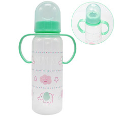 Детская бутылочка с соской Megazayka MGZ-0207 G с ручками, 250 мл (MGZ-0207 Green-RT)