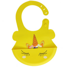 Слюнявчик силиконовый с карманом Megazayka MGZ-0615 Y Единорог, Желтый (MGZ-0615 Yellow-RT)