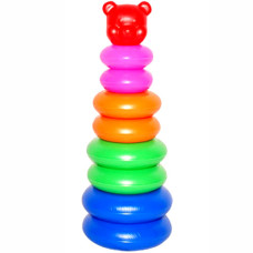 Пирамида игрушка Metr+ 06012 P Мишка №2, пластиковая на 8 колец (06012-RT)