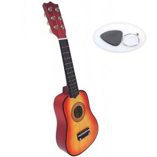 Гитара детская деревянная Metr+ M 1370 O с медиатором и запасной струной, Оранжевый (M 1370Orange-RT)