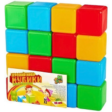 Кубики пластиковые детские MToys 05063, разноцветные, 16 шт. (05063-RT)