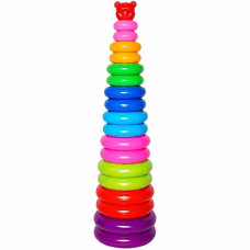 Пирамидка детская пластиковая MToys 07015, Медвеженок на 18 колец, 90 см (07015-RT)