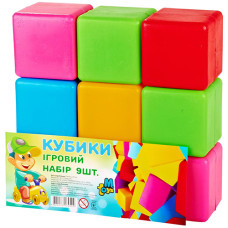 Кубики пластиковые детские MToys 14066, разноцветные, 9 шт. (14066-RT)