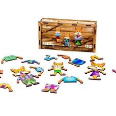 Деревянная одевалка PuzzleOK Puz-42121 Лисички, 3 фигурки (Puz-42121-RT)
