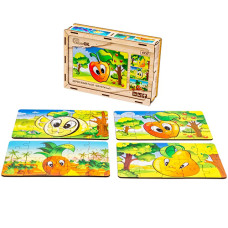 Деревянные пазлы для детей PuzzleOK Puz-84681 Фрукты, 4 картинки (Puz-84681-RT)