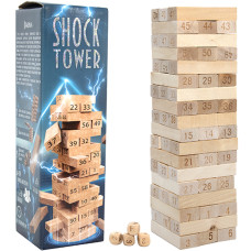 Настольная игра Дженга Strateg 30858, Shock Tower, 45 брусков с кубиками (30858-RT)
