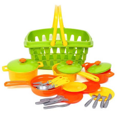 Набор детской игрушечной посуды в корзине Технок 4456TXK K на 19 предметов (4456TXK-RT)