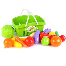 Игровой набор овощи и фрукты Технок 5354TXK G, с корзинкой, Зеленый (5354TXK Green-RT)