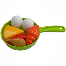 Игрушечный набор продуктов 9048TXK G пластиковый со сковородкой, Зеленый (9048TXK Green-RT)