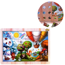 Настольная игра для детей 3 лет Ubumblebees PSD241 L деревянная, Времена года (PSD241-RT)