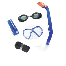 Набор для плавания 5 в 1 с маской ластами и очками Bestway размер S Синий (IP-169869)