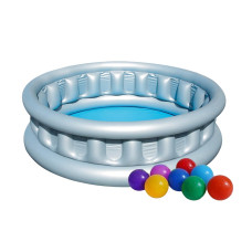 Дитячий надувний басейн Bestway 51080-1 «Космічний корабель», 152 х 43 см, з кульками 10 шт.