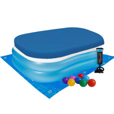 Дитячий надувний басейн Intex 57180-3 «Сімейний», 203 х 152 х 48 см, з кульками 10 шт, тентом, підстилкою, насосом